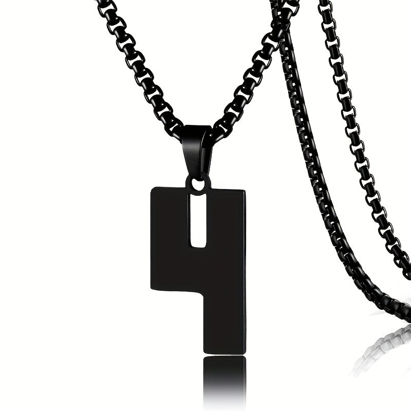 0-19 Men Athletes Number Pendant Necklace Stainless Steel Sports Number Pendant Long Chain Necklaces for Boys Baseball/Basketball/Football Team Jewelry Gifts