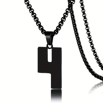 0-19 Men Athletes Number Pendant Necklace Stainless Steel Sports Number Pendant Long Chain Necklaces for Boys Baseball/Basketball/Football Team Jewelry Gifts