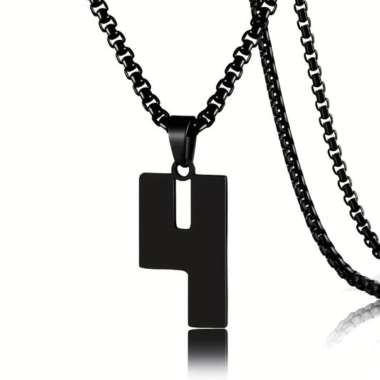 0-19 Men Athletes Number Pendant Necklace Stainless Steel Sports Number Pendant Long Chain Necklaces for Boys Baseball/Basketball/Football Team Jewelry Gifts