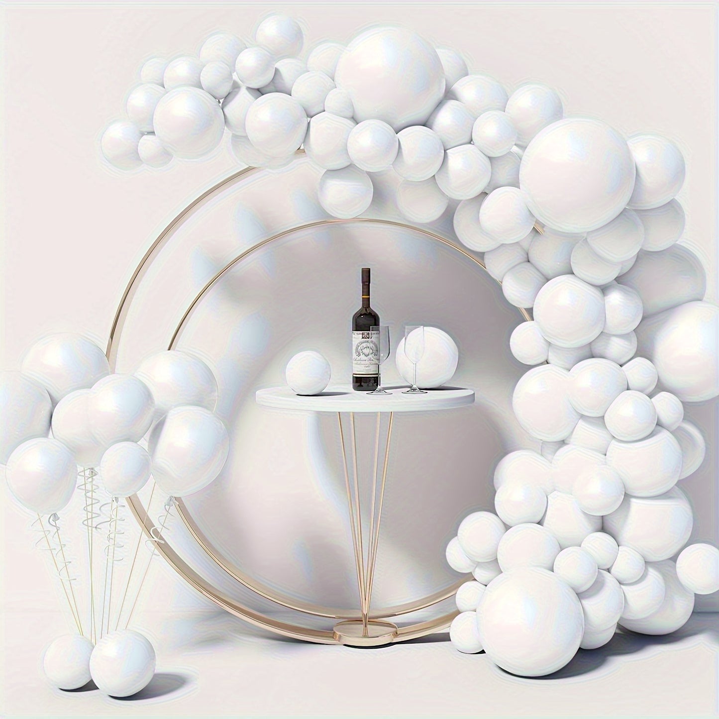 114 white latex balloon arch kits- 12.7/25.4/45.72 cm, elegant white balloon bouquets, suitable for weddings, birthdays, graduation ceremonies and anniversaries- Event background| Elegant balloon bouquets| Durable balloon mat
