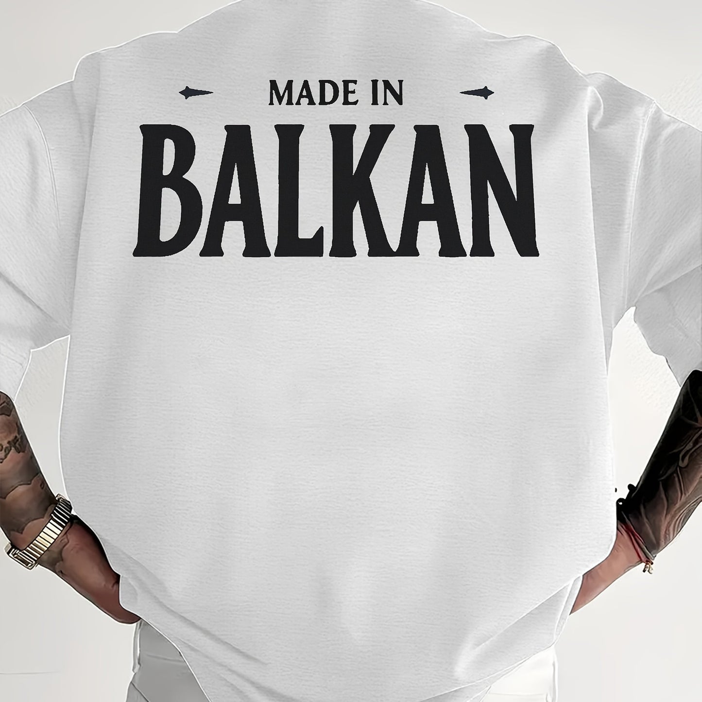 Men'S Casual Short Sleeve T-Shirt - "Made in Balkans" Print, Lightweight & Breathable Summer Tee, Round Neck, Regular Fit, Perfect for Casual Attire, Breathable Clothing | Modern Casualwear | Lightweight Shirt