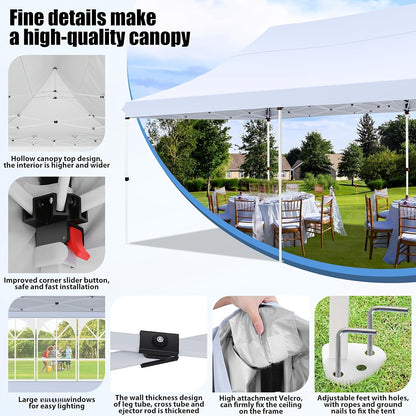 3x6m/3.05x3.05m Pop-up Tent With 6 Removable Side Walls Or 4 Removable Side Walls, With/without Sandbags, Style Optional, Suitable For Party Weddings, Garden Pavilion For Beach Wedding Camping Instant Awning, Upgraded Roof, W