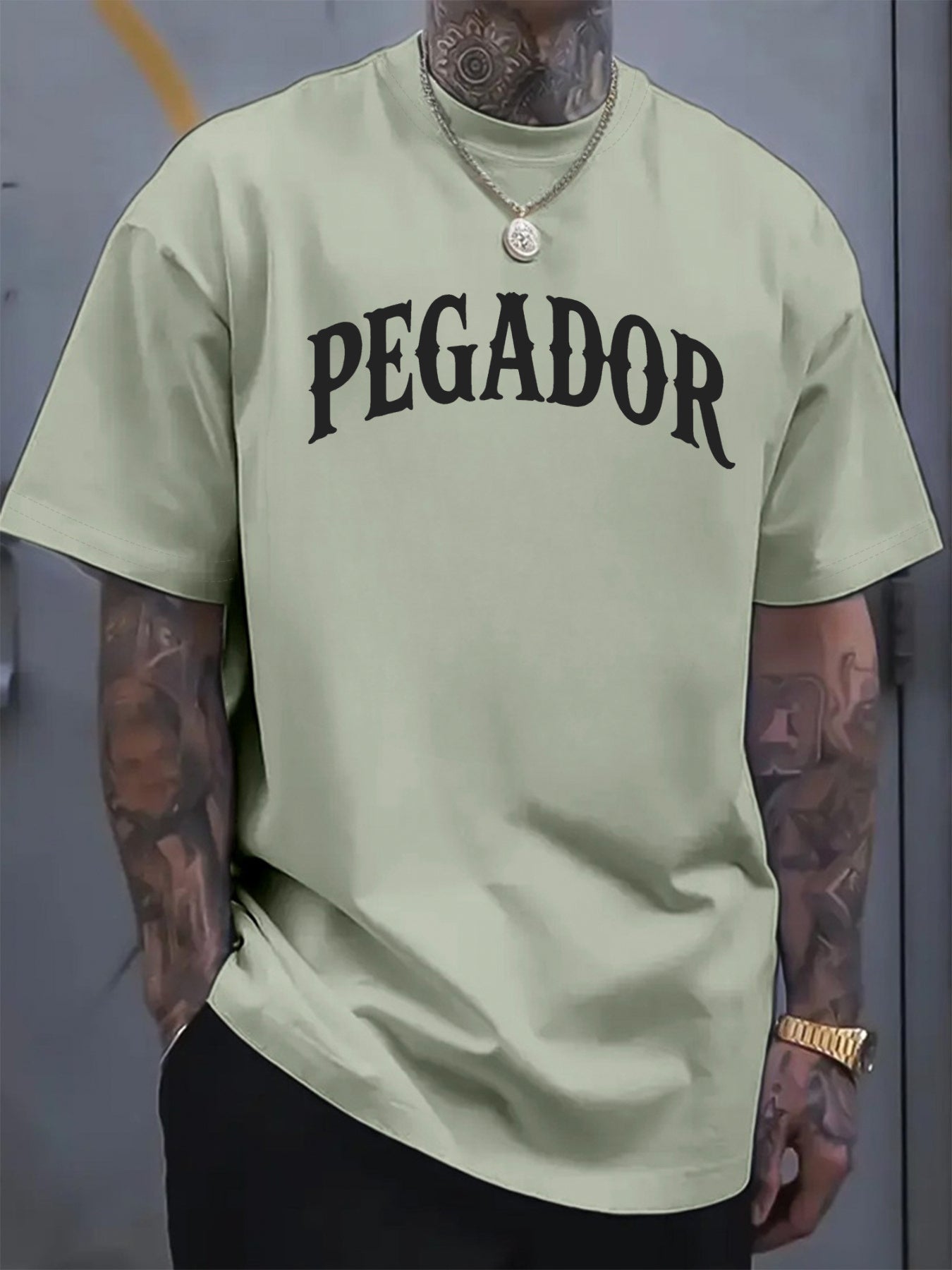 Men's Loose Fit Heavyweight Cotton T-Shirt - Thick Streetwear Tee for Everyday Casual Wear, All-Season Comfort Fit, Machine Washable Crewneck Shirt - Available in Dark Green & More Colors, Summer Wardrobe Essential, Urban Fas