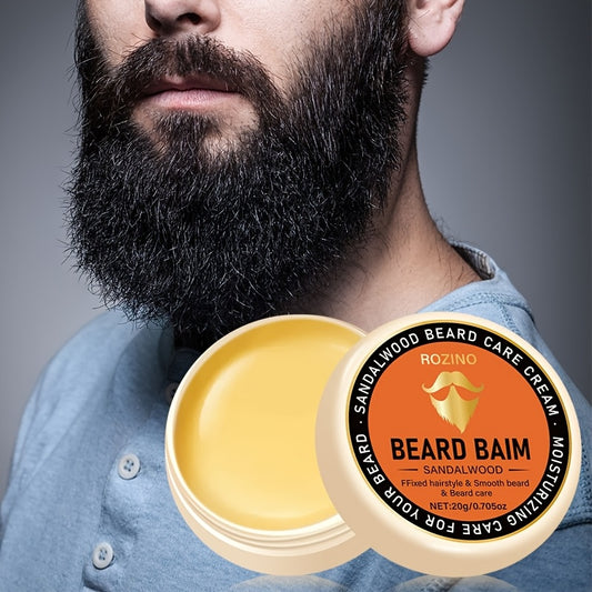 ROZINO Sandalwood Beard Care Cream, 20g - Hypoallergenic, Moisturizing & Gentle Cleansing for Men, Promotes Smooth, Shiny Beard
