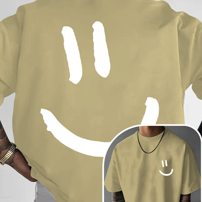 Men'S Casual Crew Neck T-Shirt with Happy Face Print | Comfortable & Breathable | Summer Streetwear and Everyday Tee | Versatile Short Sleeve Top | Lightweight Fabric