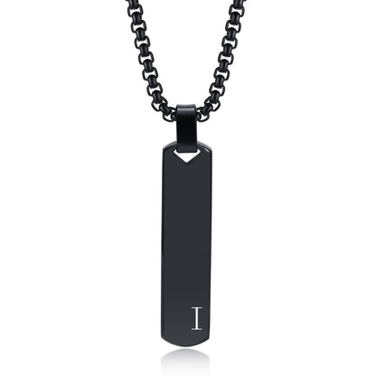 Letter Necklace Pendant Made of Stainless Steel, Featuring a Laser-Etched Design of 26 Letters, Polished for a Stylish 3D Rectangular Look, Suitable for Men.
