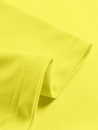 Men'S Bright Yellow Graphic T-Shirt - Loose Fit Streetwear Tee with Smile Design, Round Neck Summer Shirt for Everyday & Formal Outfits - Lightweight Casual Top, Street Style, Bold Print, Comfortable Material, Printed Shirt,