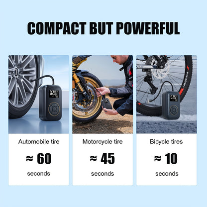 150PSI Portable Air Compressor Tire Inflator - Cordless Tire Pump with Digital Pressure Gauge, LED Light, USB Charging, And Rechargeable Lithium Battery - Perfect for Car, Bike, Motorcycle, And Ball Inflation
