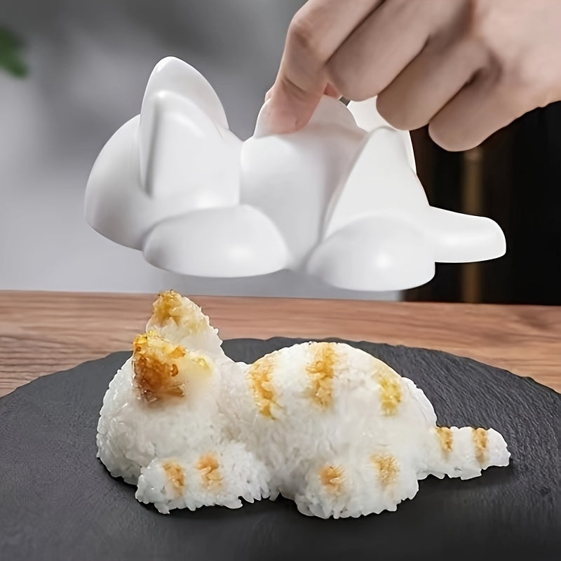 1pc WhimsyCat Creative Cat-Shaped Sushi Mold, Plastic Japanese Rice Mold for DIY Sushi Making, Fun Kitchen Gadget for Culinary Enthusiasts