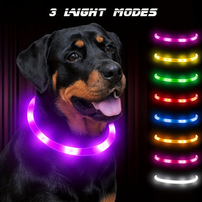 JOYTALE LED Glowing Pet Collar with USB Rechargeable Safety Light for Dogs & Cats