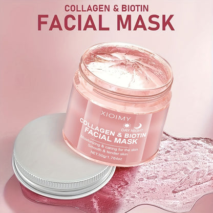 XIOIMY Collagen & Biotin Facial Mask - Hydrating Moisturizing Mask with Collagen Essence for All Light Beige Types, Hypoallergenic, Orange Scent, Daily & Nightly Use, Moisturizing Mask, Skincare, Smooth Texture, Antioxidant R