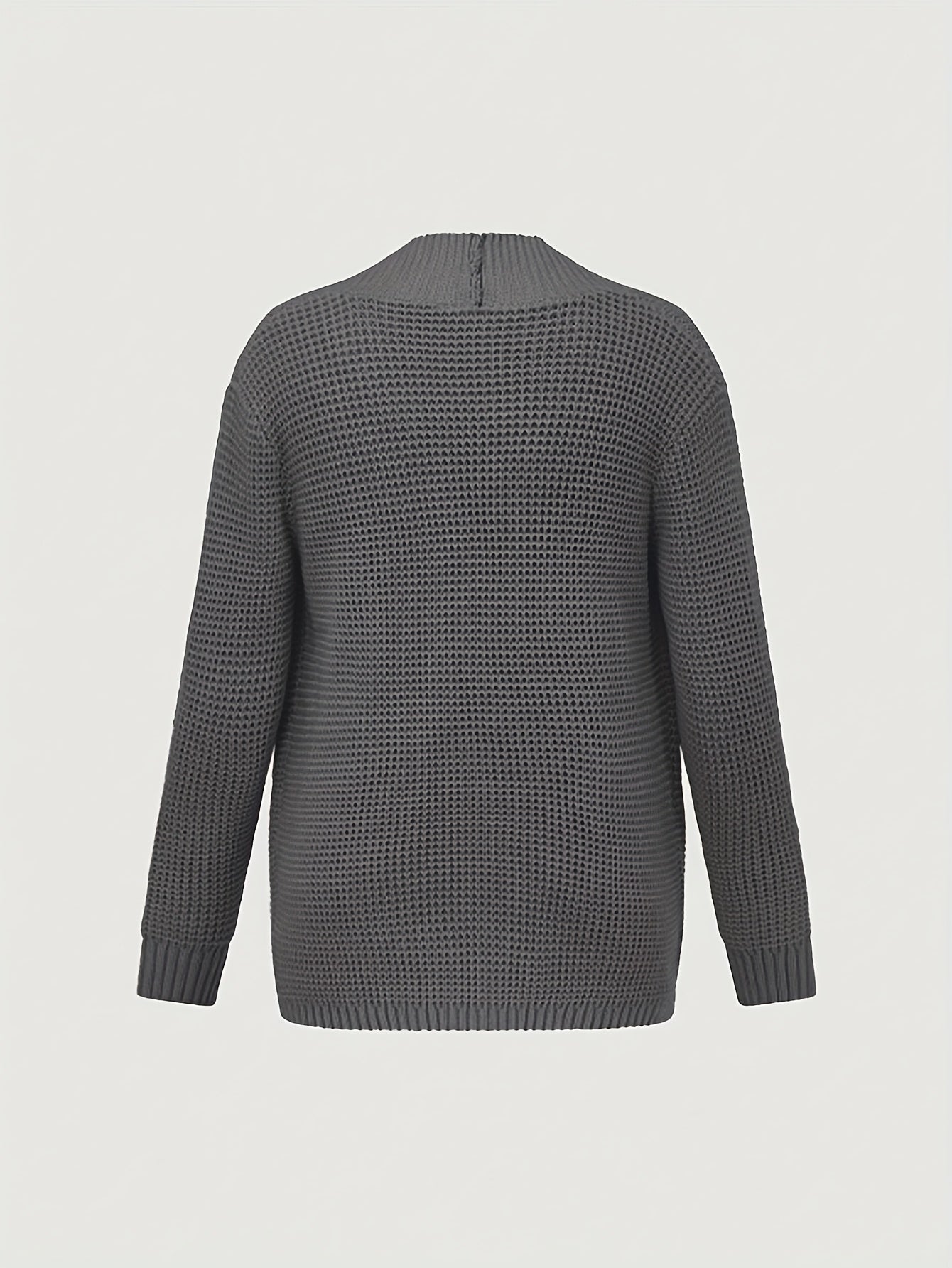 Men'S Casual Long Sleeve V-Neck Knit Cardigan - Loose Fit Solid Color Sweater with Pockets, Lightweight Acrylic for Fall/Winter, Versatile Layering Piece
