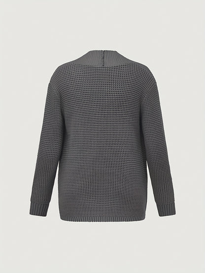 Men'S Casual Long Sleeve V-Neck Knit Cardigan - Loose Fit Solid Color Sweater with Pockets, Lightweight Acrylic for Fall/Winter, Versatile Layering Piece