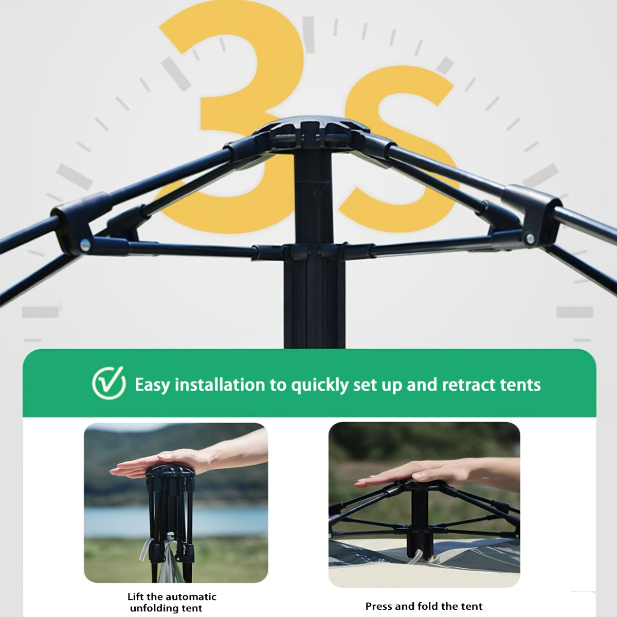 Automatic pop-up camping tent, windproof and sun-resistant, suitable for park camping trips, outdoor hiking adventures, beach family vacations, portable foldable design, the perfect holiday gift