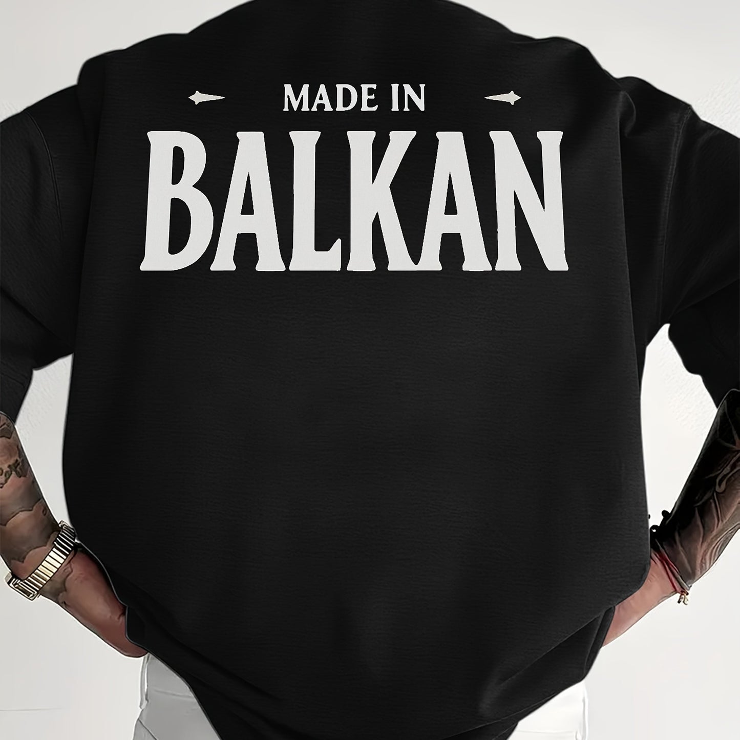 Men'S Casual Short Sleeve T-Shirt - "Made in Balkans" Print, Lightweight & Breathable Summer Tee, Round Neck, Regular Fit, Perfect for Casual Attire, Breathable Clothing | Modern Casualwear | Lightweight Shirt