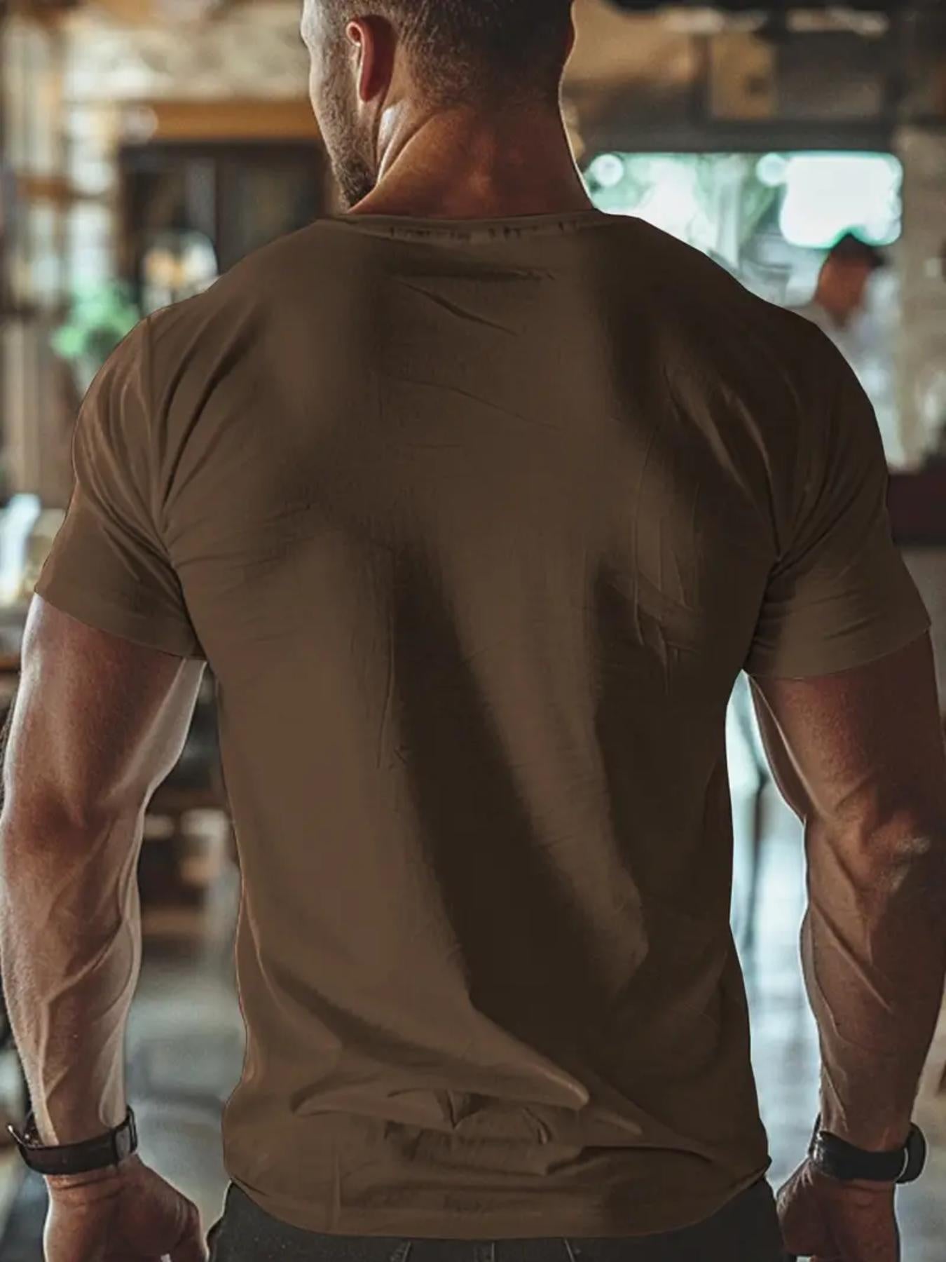 Men's Short-Sleeve T-Shirt with Inspirational "CREATE Your Own Life" Print & Prayer Hands Design - Elastic Round Neck, Breathable Fabric for Summer Outdoor Activities, Casual Comfort Fit, Machine Washable, Artistic Lifestyle