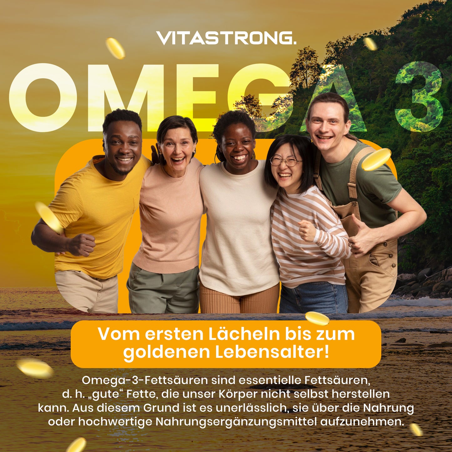 Omega-3 Fish Oil 2000mg High Potency with Vitamin E, Unflavored – Omega-3 Fish Oil with 700mg EPA & 500mg DHA, Pure Omega-3 Supplement for Heart, Brain & Vision Health