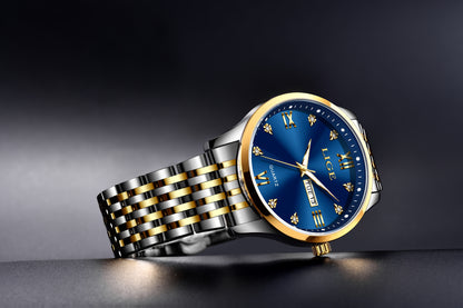 LIGE Women's Elegant Luxury Watch - Blue Dial with Roman Numerals, Quartz Movement, Battery-Powered Watch for Everyday, Formal, Travel - Perfect Gift for Valentine's, Birthdays, Anniversaries - Compatible with Formal & Casual