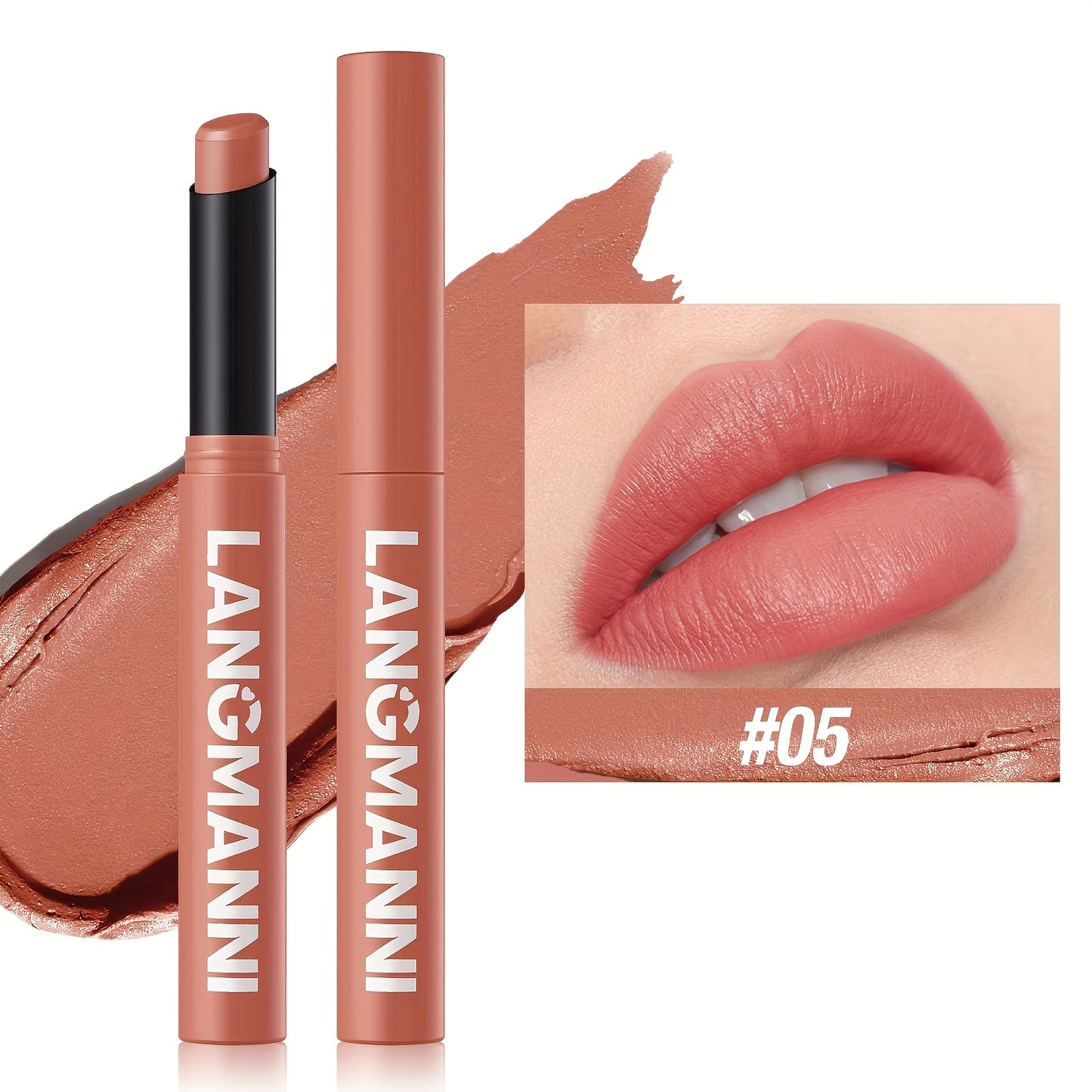 Single Pack of Matte Lipstick in 12 Colors with Lasting Moisture