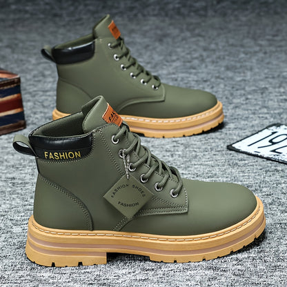 KOONEXY Men'S Fashion Ankle Boots - Upper, PVC Sole, Lace-Up, Round Toe, Short Ankle Boots for Casual & Sporty Wear, All-Season Comfort, Casual Footwear, Sporty Boot Design, Fabric Lined Interior