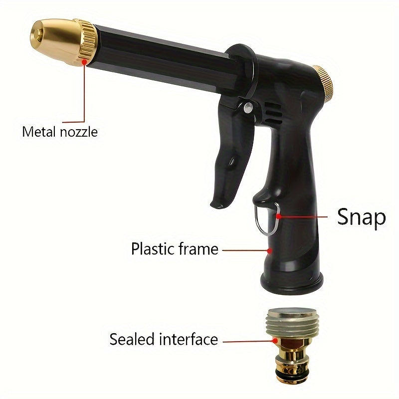 1pc Heavy-Duty High-Pressure Car Wash Spray Gun - Durable Plastic, Copper Nozzle, Multi-Function Garden Hose Nozzle for Powerful Cleaning & Watering - Ideal for Car Washing, Gardening & Outdoor Use - Perfect Gift for Car Enth