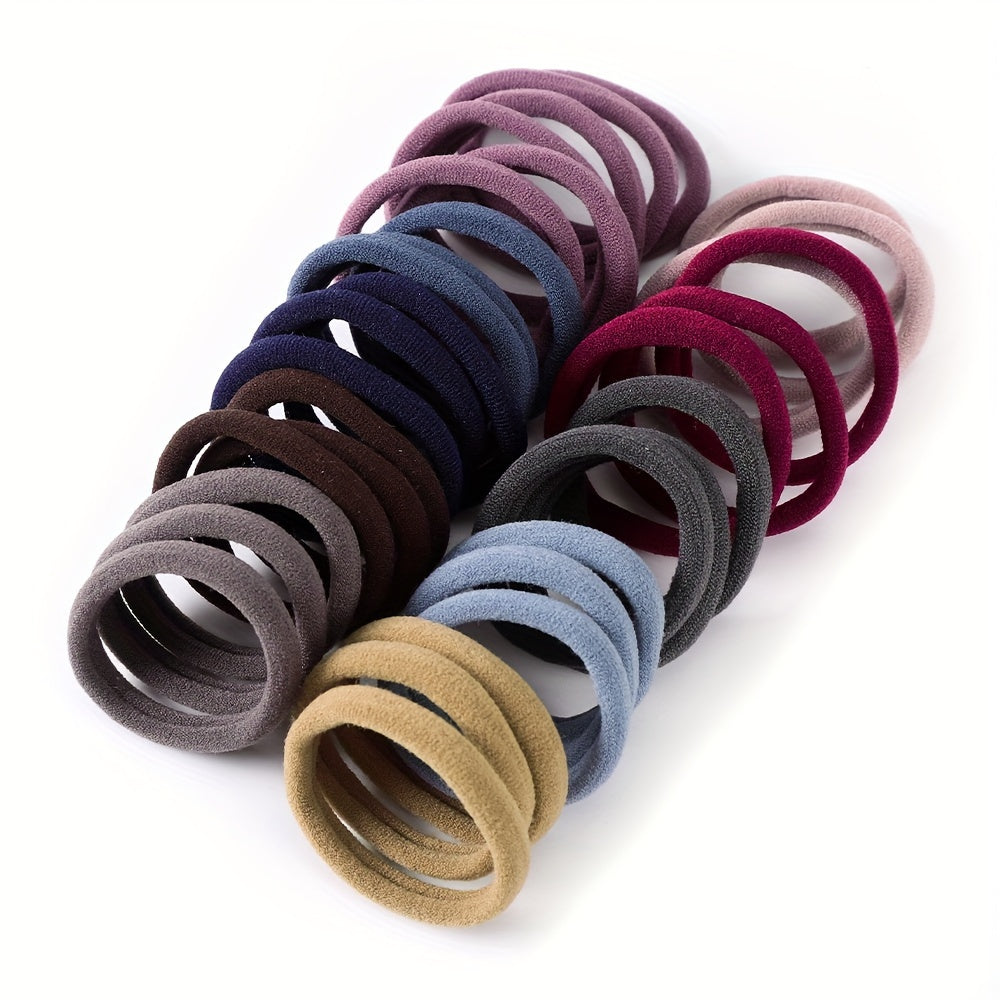 50pcs Girls' Hair Tie Rubber Band Fashion 5cm Basic Hair Ring Seamless High Elastic Towel Circle High Ponytail Durable Women's Head Tie