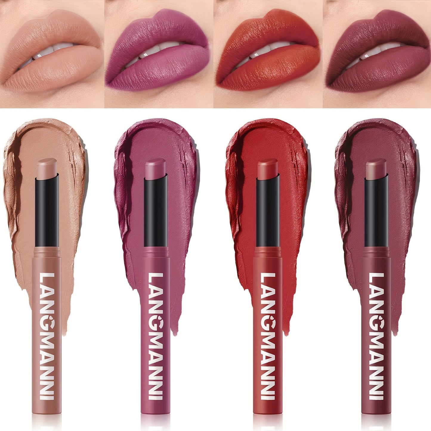 Single Pack of Matte Lipstick in 12 Colors with Lasting Moisture