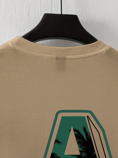 Men'S Casual Y2K LA Graphic T-Shirt - Bold Oversized "LA" Letter Print, Comfortable & Breathable with Slight Stretch, Perfect for Home & Outdoor Activities, Spring/Summer Fashion, Machine Washable, Loose Fit Short Sleeve Crew