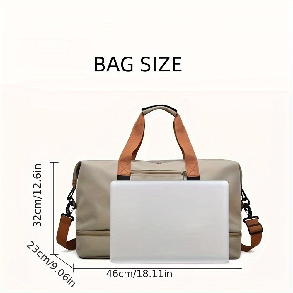 Men's Tote Bag - 1 Large Capacity Gym & Travel Duffel with Shoe Compartment, High-Quality Durable Design Expandable Side Straps for Men Fitness Business Vacation Use in Black/Gray/Blue/Beige/Transparent Gray Options Multi-Pur