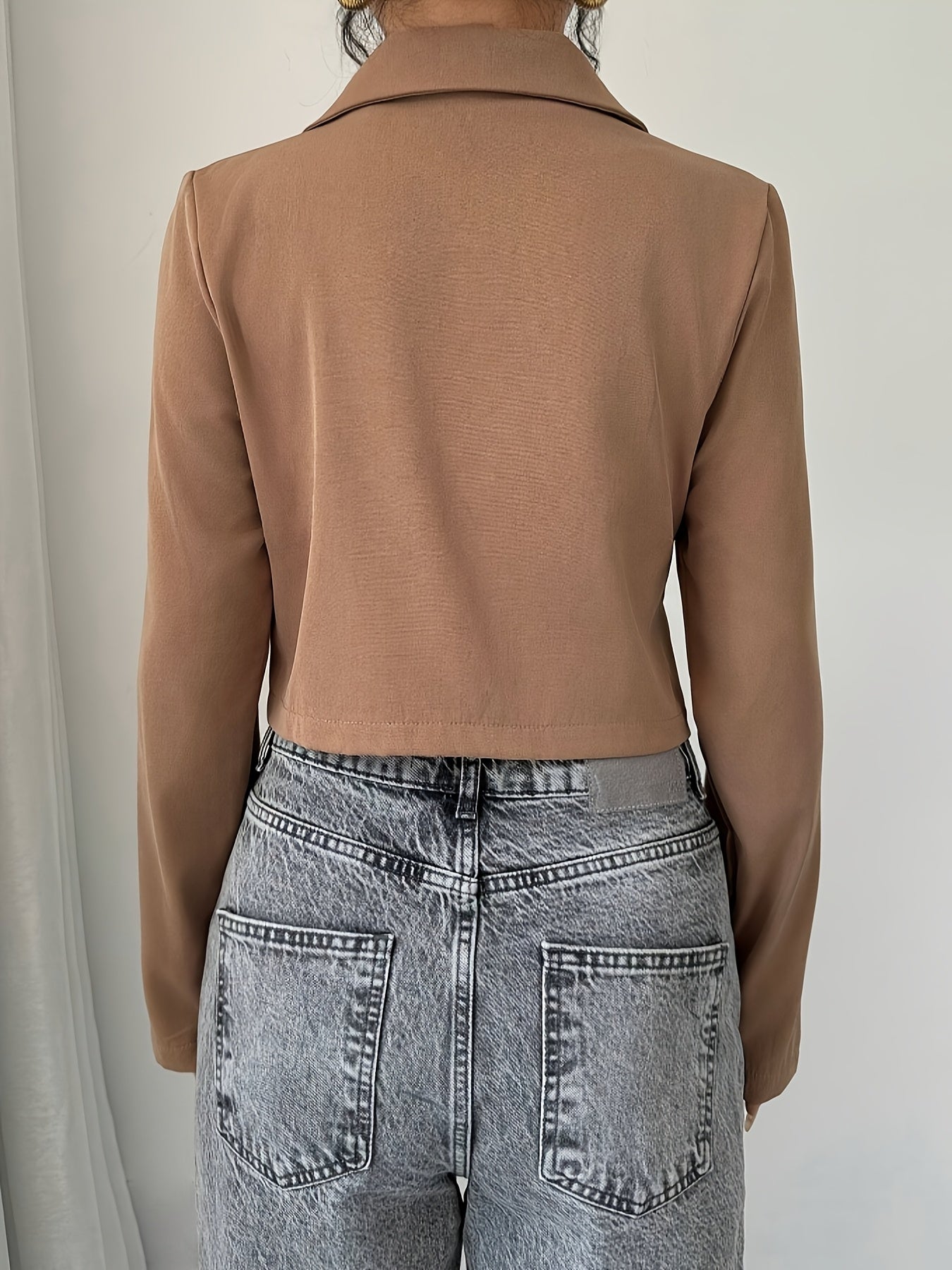 Women's Elegant European Chic Blazer - Structured Non-Stretchy Jacket, Office Party Casual Outfits, Fall/Winter Outerwear, Non-See-Through Professional Attire