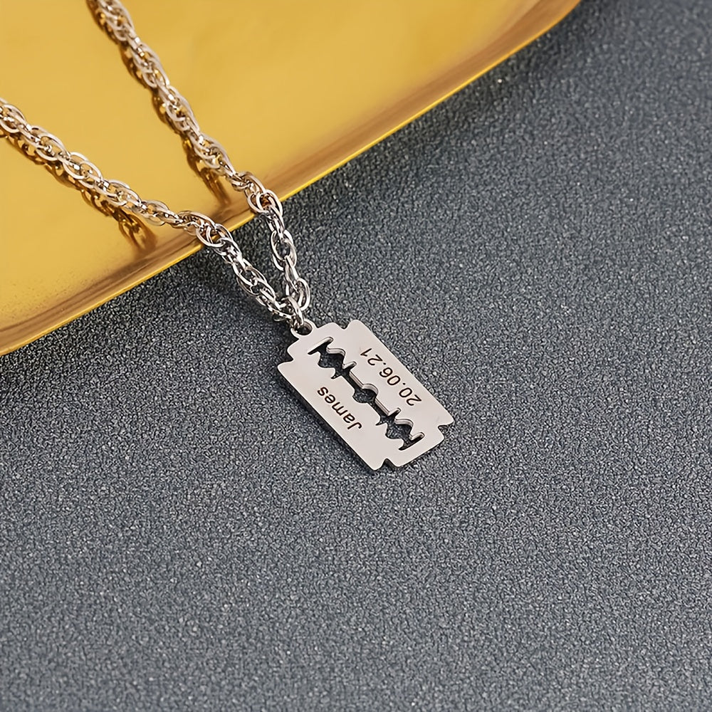 Custom 18K Gold Plated 18K Gold Plated-Plated Razor Blade Pendant Necklace, a Personalized Accessory for Men, Made of 304L 304L 304L Stainless Steel Suitable for Everyday Wear, a Unique Gift for Him for Birthdays, Holidays, W