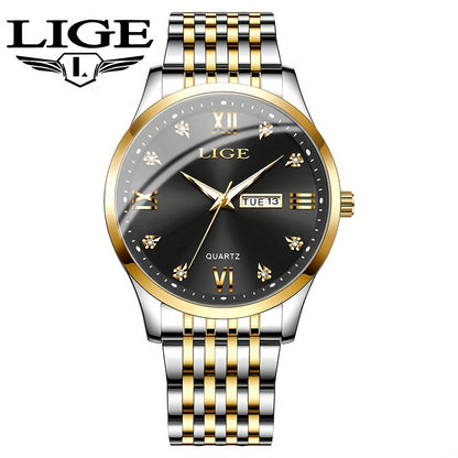 LIGE Women's Elegant Luxury Watch - Blue Dial with Roman Numerals, Quartz Movement, Battery-Powered Watch for Everyday, Formal, Travel - Perfect Gift for Valentine's, Birthdays, Anniversaries - Compatible with Formal & Casual