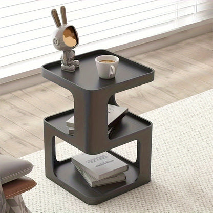 Minimalist Modern Nightstand - Lightweight Durable Plastic Bedside Table with Open Shelf Storage, Easy Assembly, Black - Compact Design for Bedroom, Living Room, Office, Compact Side Table | Sleek Bedside Table | Stable Desig