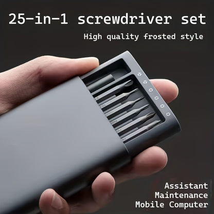 1pc 25in 1 precision screwdriver set, mobile phone and tablet removal Multi-function repair tool, durable plastic, no charging - with various drill bits