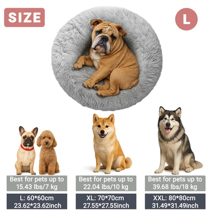 Extra Large Round Plush Dog Bed with Non-Slip Base - 40cm-100cm, Soft Faux Fur Pet Bed for Small, Medium & Large Dogs, Cozy Warmth, Perfect Halloween & Christmas Gift, Available in 6 Sizes, Dog Bed for Dogs, Cozy Pet Furnitur