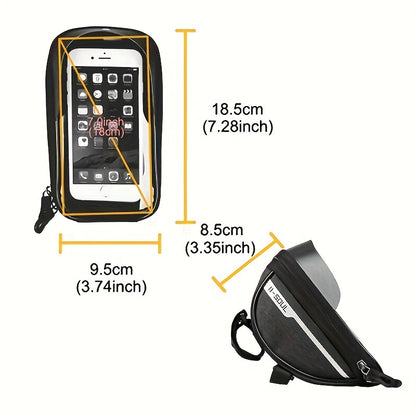 1pc B-SOUL Touch Screen Compatible Polyester Bike Bag, Adjustable Strap Mountain Bicycle Handlebar Pouch for Cycling