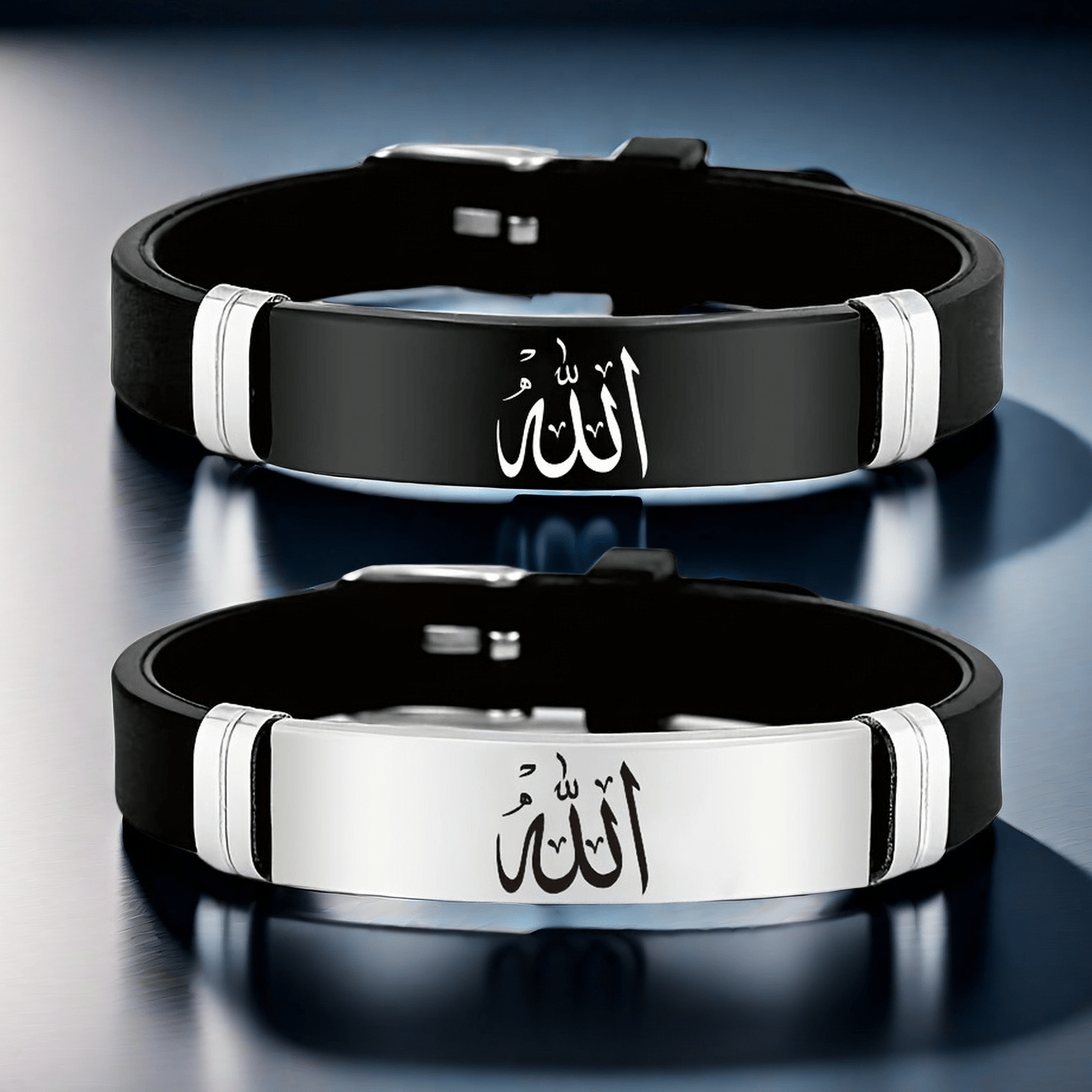 Islamic Arabic Design 304 Stainless Steel Silicone Bracelet Ramadan Eid Gift for Men Women Trendy Minimalist All Occasion Accessory