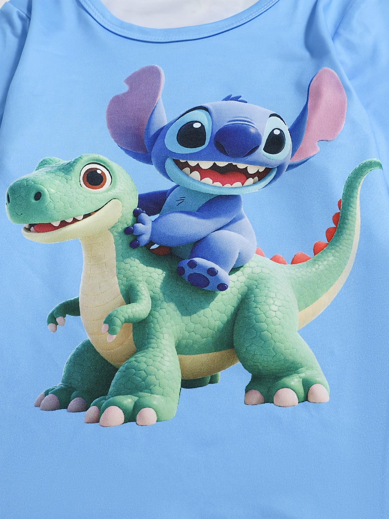 Disney Stitch Print Long Sleeve and Pants Set, Comfortable Flame-Retardant Polyester - Spring/Summer New Stylish Boys' Loungewear - Round Neck, Stretch Fabric, Perfect Birthday Gift, Light Beige-Friendly Kids' Home Outfit