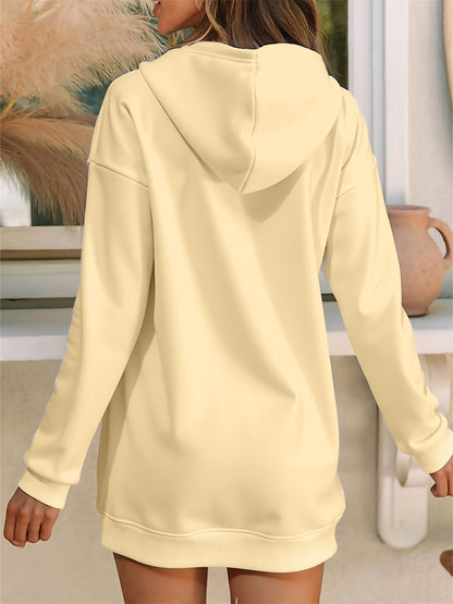 Milano Women'S Casual Hooded Sweatshirt Dress - Long Sleeve, Loose Fit, Thickened Letter Print Pullover with Round Neck, Perfect for Fall/Winter Fashion, Casual Wear Dress | Trendy Casual Style | Comfortable Wear