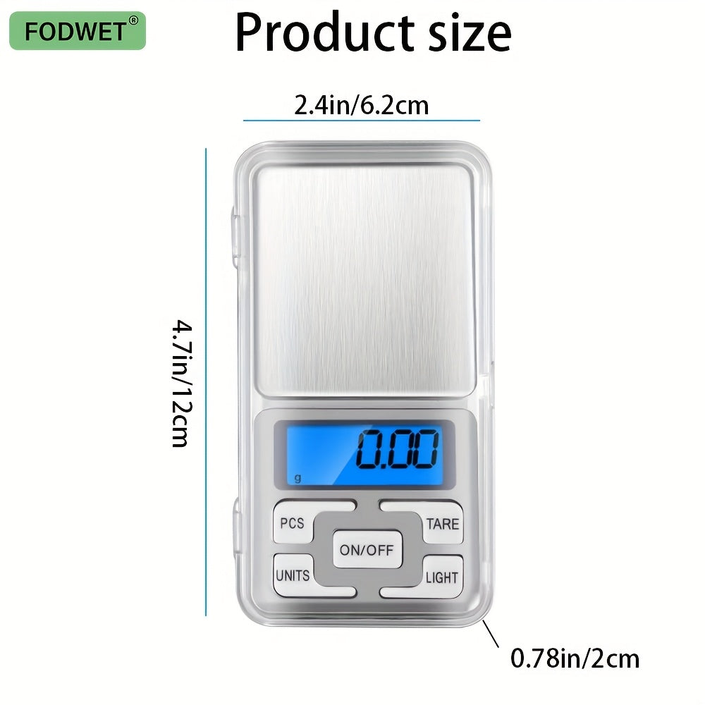 FODWET Digital Kitchen Scale Pocket Scale, Digital Gram Jewelry Ounce/Metered Jewelry Scale, Mobile Phone Scale with Backlight LCD, Food Weighing Scale, 200g 0.01g Precision, Travel Mini Weighing Scale 2*AAA Batteries Not Inc