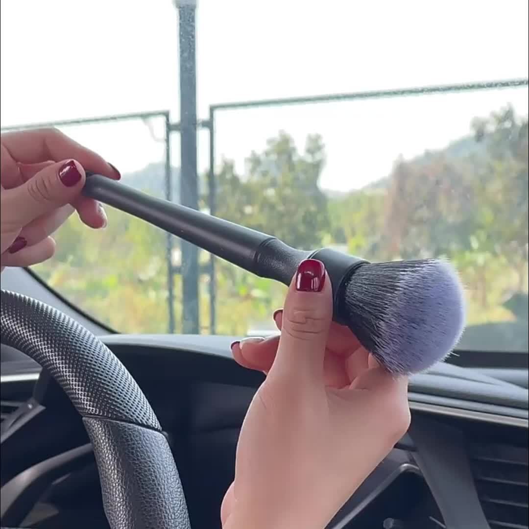 1pc Car Interior Detail Brush, Soft Bristle Cleaning Brush, Dusting Brush, Car Interior Cleaning Tool, Car Detail Brush, Car Dashboard Dusting Brush, Without Battery, Uncharged, Plastic Material