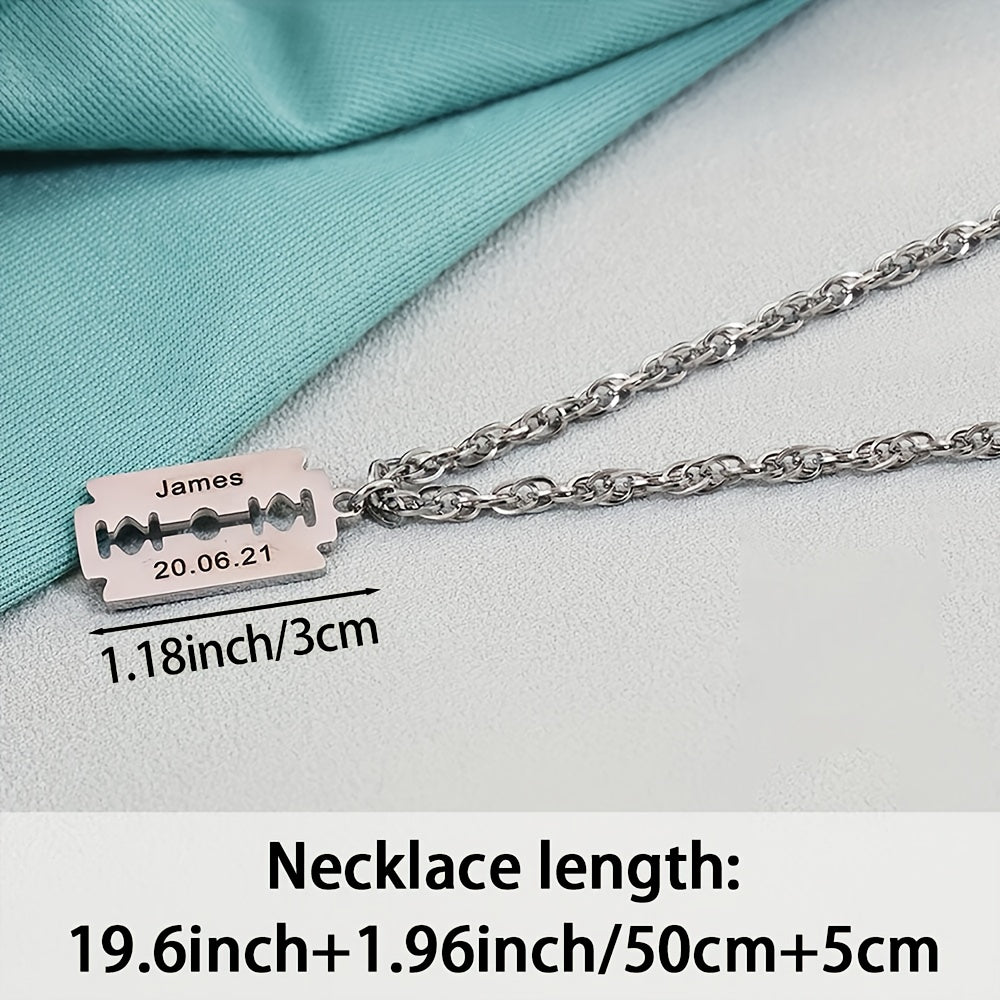 Custom 18K Gold Plated 18K Gold Plated-Plated Razor Blade Pendant Necklace, a Personalized Accessory for Men, Made of 304L 304L 304L Stainless Steel Suitable for Everyday Wear, a Unique Gift for Him for Birthdays, Holidays, W