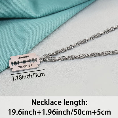 Custom 18K Gold Plated 18K Gold Plated-Plated Razor Blade Pendant Necklace, a Personalized Accessory for Men, Made of 304L 304L 304L Stainless Steel Suitable for Everyday Wear, a Unique Gift for Him for Birthdays, Holidays, W
