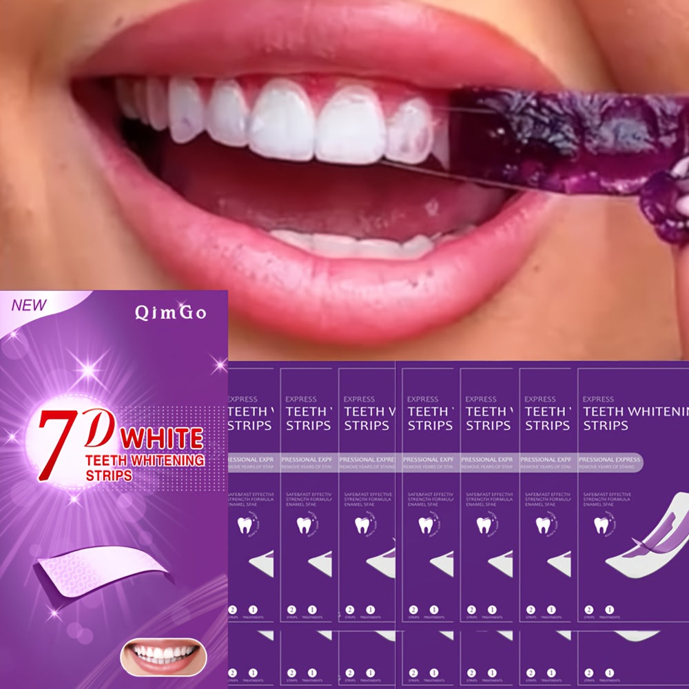 28pcs/14pairs 7D Purple Teeth Strips - Paraben-Free, Daily & Travel Use, Patches for Natural White Light Beige, Easy Apply &, Daily Teeth Care, Sleek Packaging, Parabenfree Material