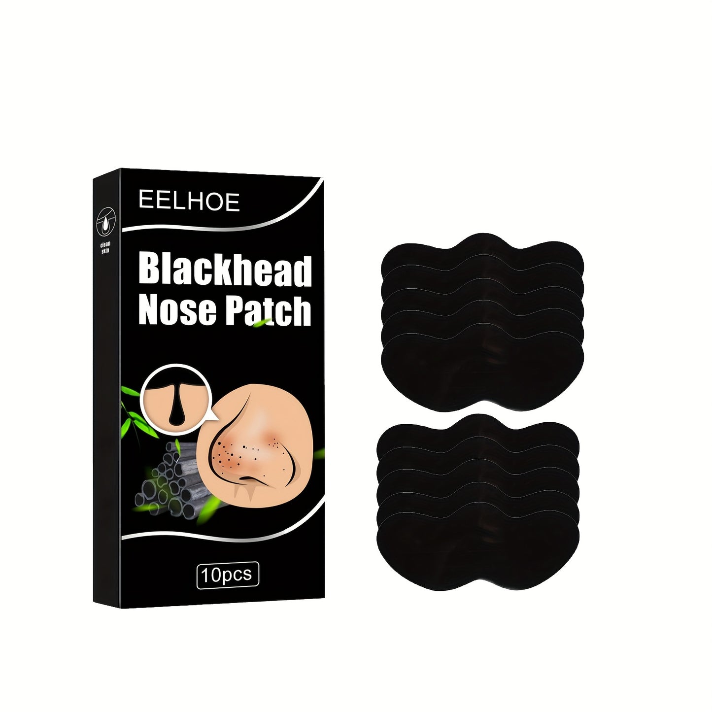Blackhead Nose Patch Bamboo Charcoal Blackhead Cleansing Nose Mask, for Deep Cleansing 10pcs