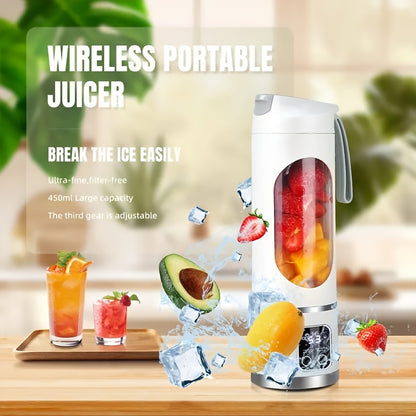 USB-Powered Portable Blender & Juicer with Digital Display, Stainless Steel Blade & Large Capacity (10.14-16.91oz) - Cordless Electric Mixer for Smoothies, Ice, Fresh Fruit Drinks - Compact Design with Ergonomic Handle, Speed