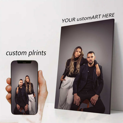 1pc Personalized Custom Photo Canvas Print with Pine Wood Frame, UV Printed Family Portrait Wall Art, Home Office Decor, Ideal for Dining Room, Bedroom, Living Room - Customized Hanging Picture