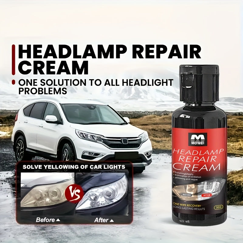 Headlight renovation kit, headlight polishing, headlight scratch repair, quickly solve the problems of headlight aging, scratches, headlight yellowing and fuzzy, DIY operation is simple, headlight renovation is 90% bright as