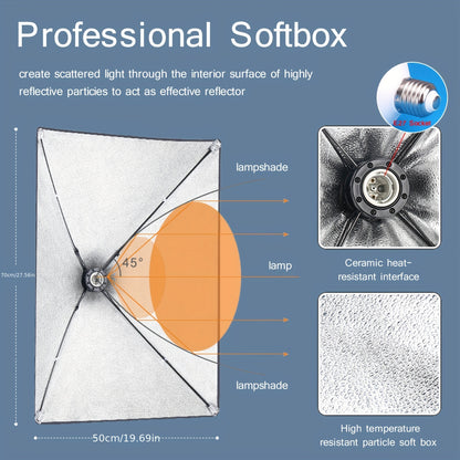 Professional Softbox Lighting Kit 160cm 200cm with US Plug Adapter Tripod E27 Socket Continuous Light System for Studio, YouTube Live Streaming