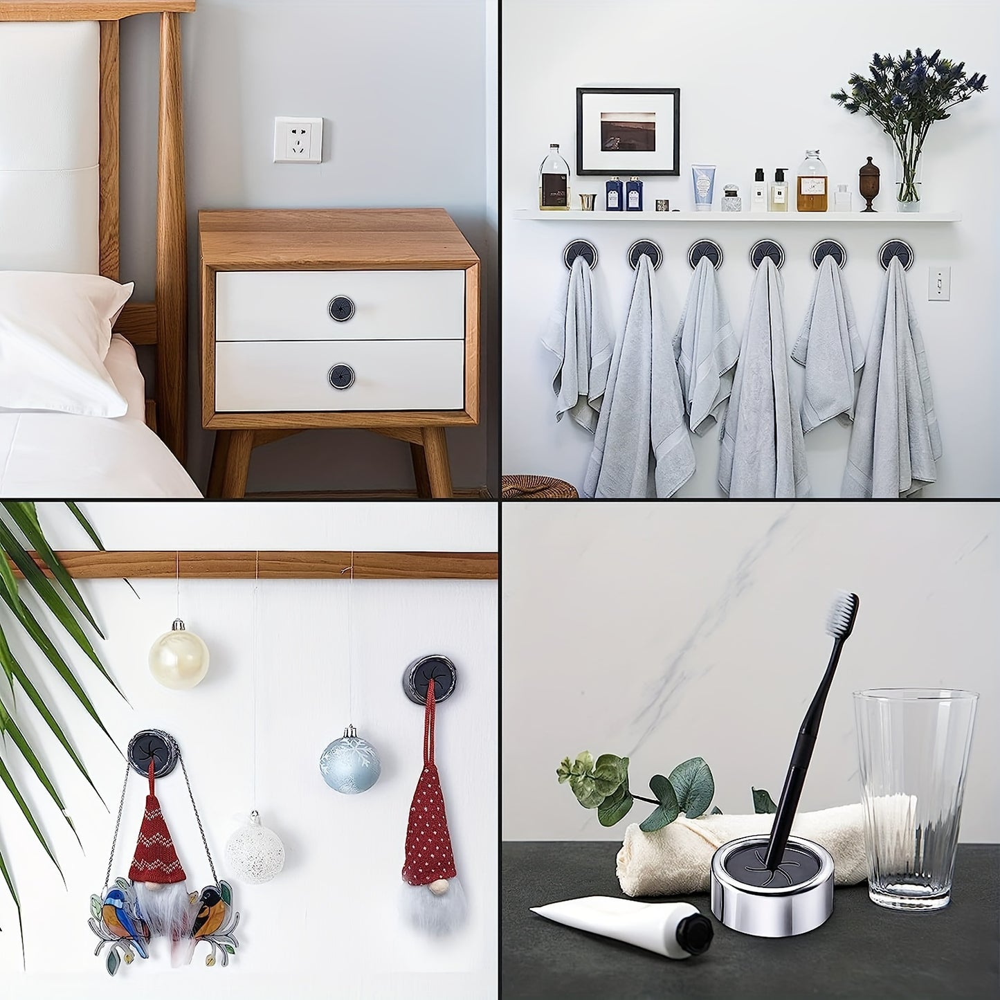 2pcs Round Self-Adhesive Towel Holders - Wall & Cabinet Door Mount, No-Drill Kitchen & Bathroom Towel Racks, for Spring
